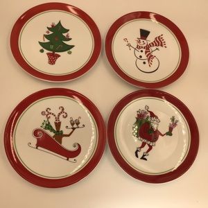 Holiday Appetizer  Plates Snowman Santa Christmas
